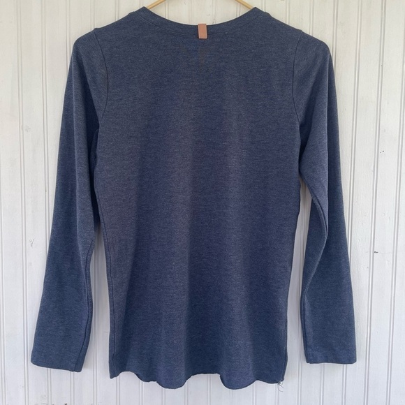 LUNYA Women's Heathered Blue Pima Cotton Crew Neck Long Sleeve Tee Size Small - Picture 2 of 7